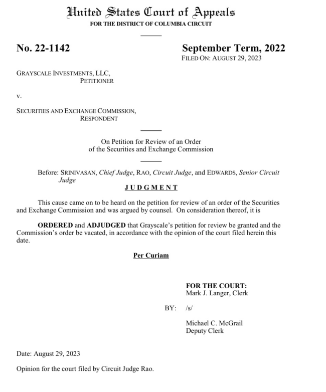Решение суда Grayscale против SEC